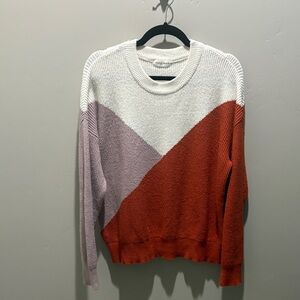 Colorblock Sweater - White, Purple, and Orange